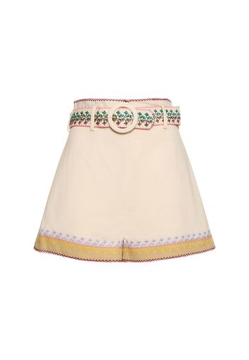 August Embroidered Cotton Shorts