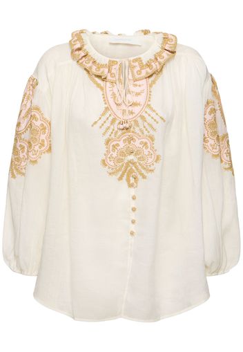 Waverly Linen Embroidered Top