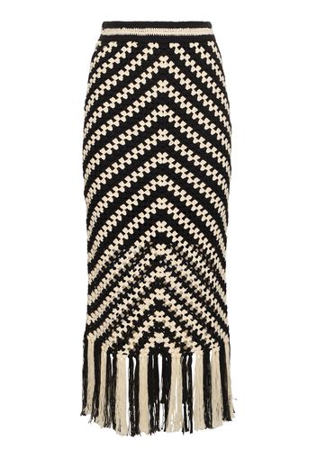 Halliday Hand Crochet Fringed Midi Skirt