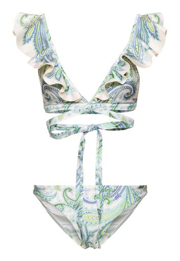 Ottie Lycra Wrap Ruffled Bikini Set