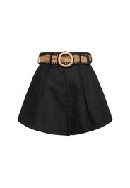 Halliday Linen Belted Tuck Shorts