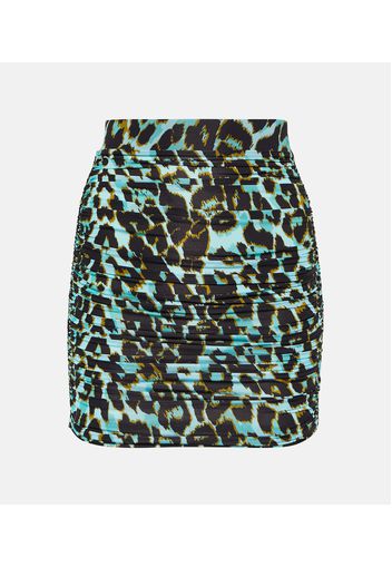 Kiran ruched leopard-print miniskirt