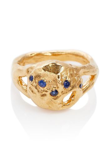 The Sapphire's Patch 24kt gold-plated ring with sapphires