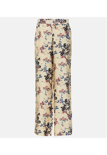 London floral wide-leg silk pants