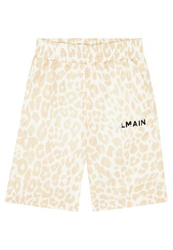 Leopard-print cotton shorts