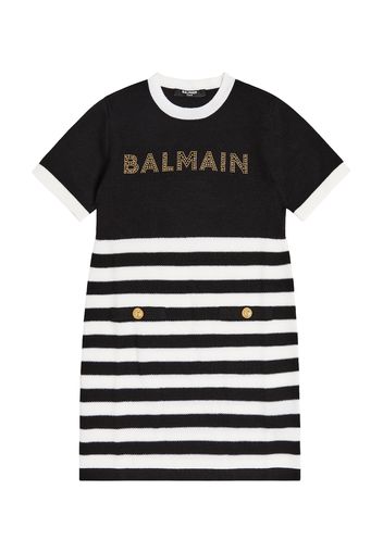 Striped logo jersey dress