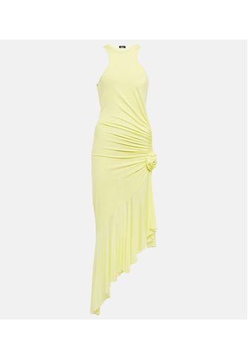 Ruched corsage jersey midi dress