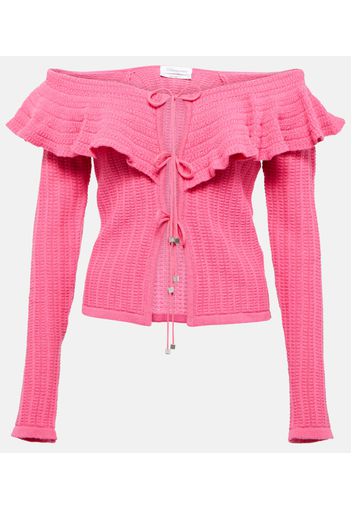 Ruffle-trimmed wool top