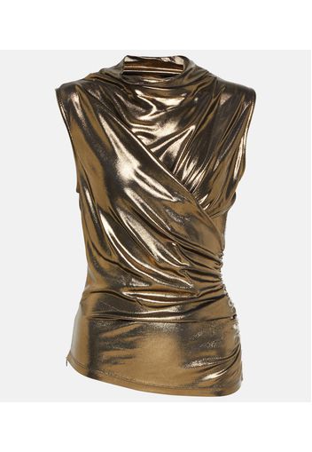 Draped metallic top