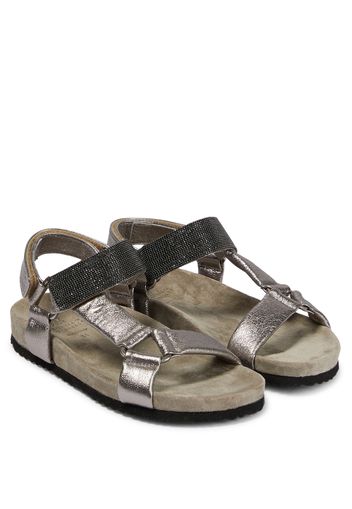 Metallic leather sandals