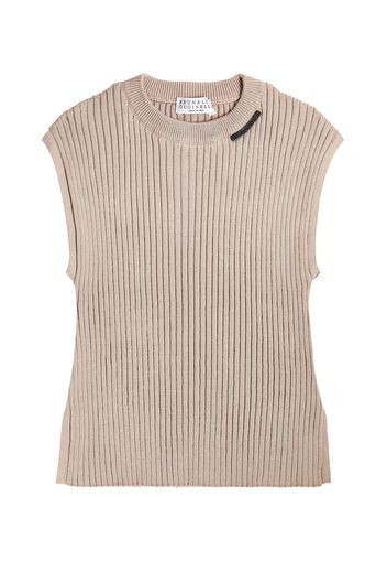 Ribbed-knit cotton sweater