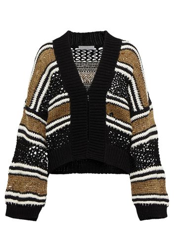 Sequined open-knit cardigan