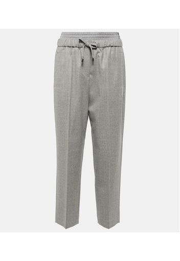 Wool flannel straight pants