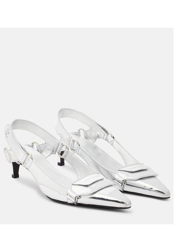 Racer faux leather slingback pumps