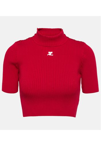 CourrÃ¨ges Ribbed-knit cropped sweater