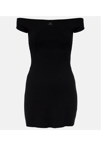 CourrÃ¨ges Ribbed-knit bustier mini dress