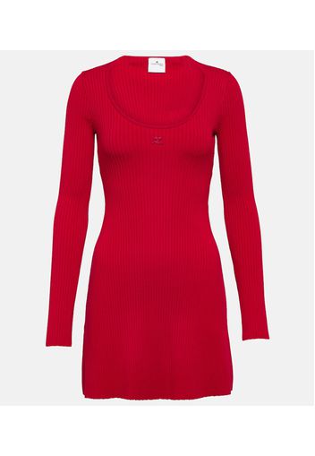 CourrÃ¨ges Ribbed-knit jersey minidress