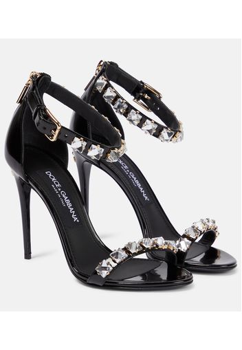 Embellished patent leather sandals