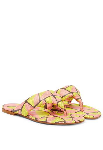 Printed leather thong sandals