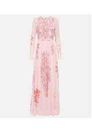 Floral silk georgette gown