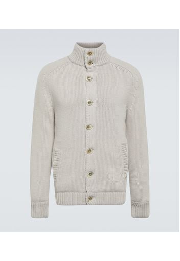 Ribbed-knit wool cardigan