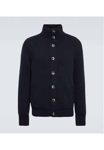 Ribbed-knit wool cardigan