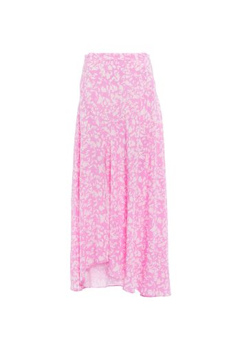 Printed silk-blend chiffon midi skirt