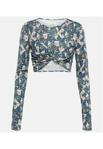 Jinea floral jersey crop top