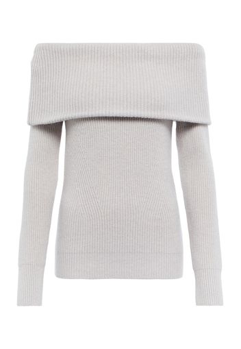 Off-shoulder wool and cashmere sweater