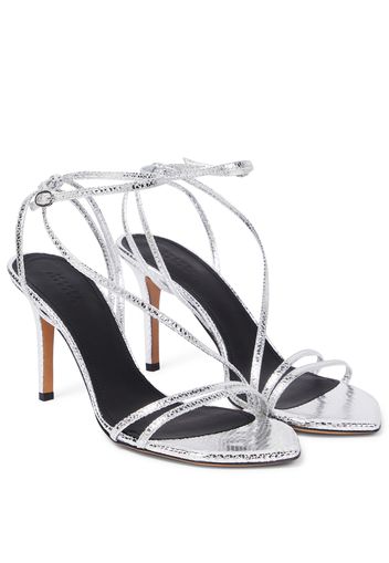 Metallic leather sandals