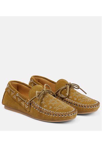 Freen embellished suede moccasins