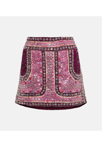 Oneila patchwork silk miniskirt