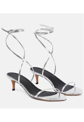 Metallic leather sandals