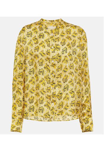 Printed silk-blend blouse