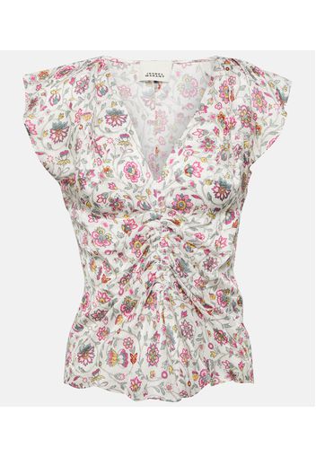 Lonea floral silk-blend top