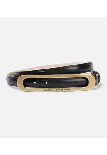 Logo leather belt