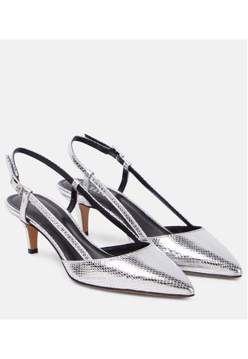 Pilia metallic leather slingback pumps