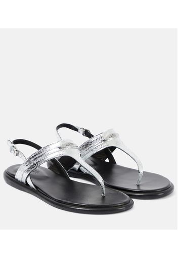 Nya metallic leather thong sandals