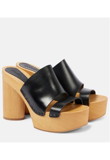 Hyun leather platform mules