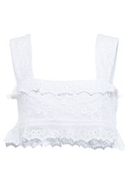 Broderie anglaise cotton and silk crop top