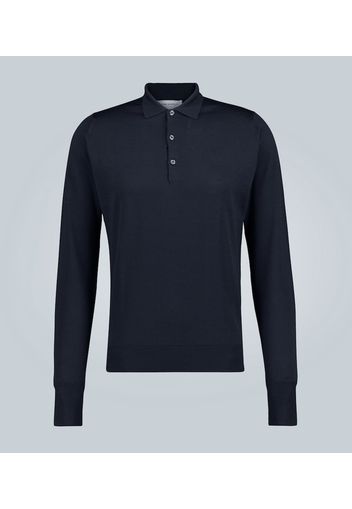 Wool long-sleeved polo shirt