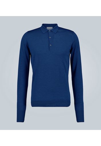 Wool long-sleeved polo shirt