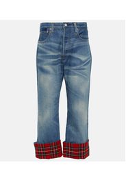 Checked mid-rise straight boyfriend jeans