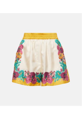 Floral silk shorts