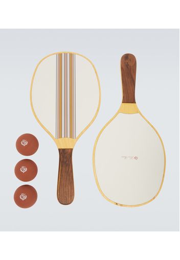 Set of 2 wooden paddleball rackets