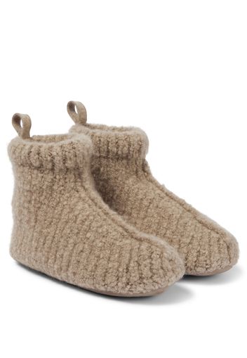 Ribbed-knit cashmere slippers