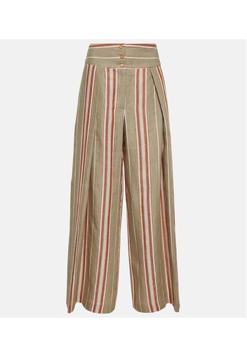 Notan striped wide-leg linen pants