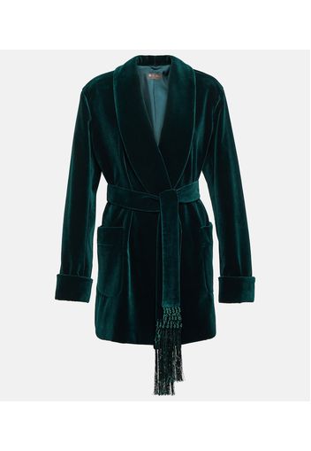 Cotton velvet wrap coat