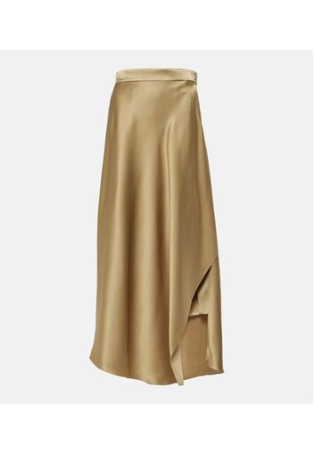 Asymmetric silk maxi skirt