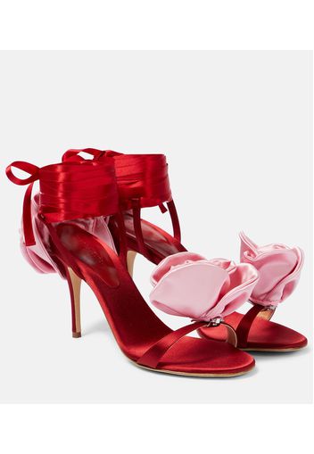 Floral satin sandals